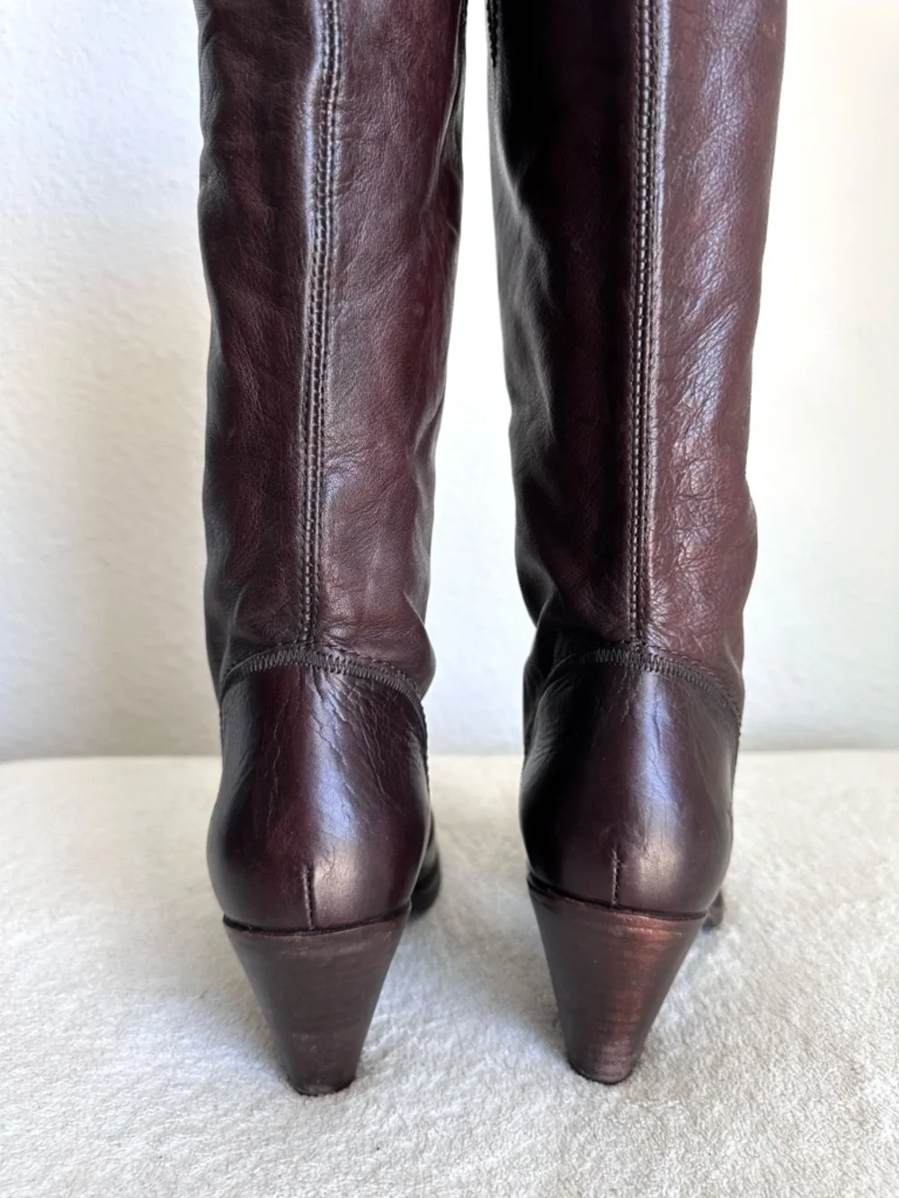 Frye Mustang Stitch Tall Boots Brown Women’s 9.5 Riding Western Knee High - Picture 5 of 12